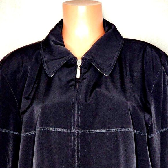 Worthington Vintage All Weather Coat Jacket Black Tan Lined Pockets Zip Front - Picture 2 of 7